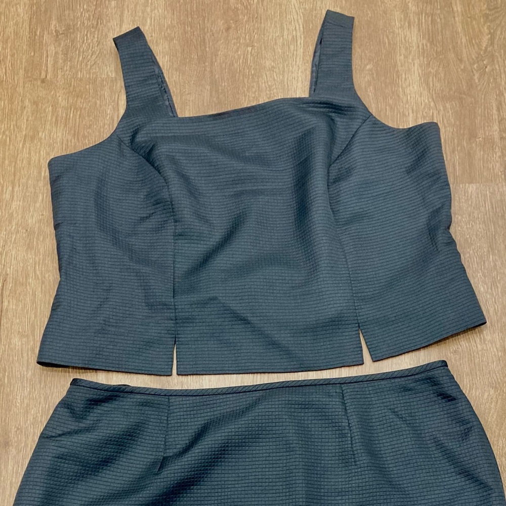 Waffle Textured Two-Piece Skirt Set Liz Claiborne Lined Fitted 22W - Picture 2 of 14